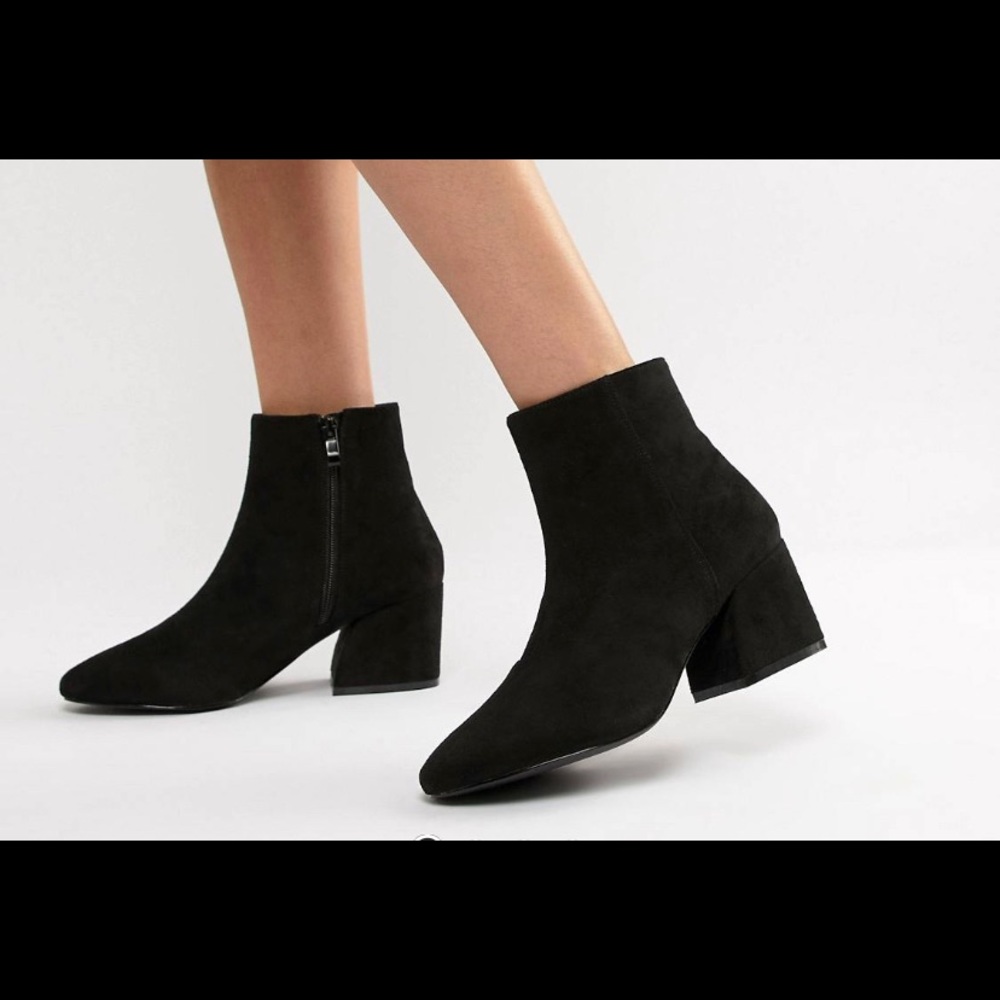 ASOS Black Suede Wide Fit Bootie